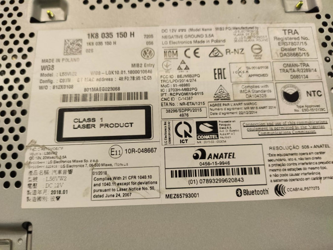 Radio CD VOLKSWAGEN CADDY 2018