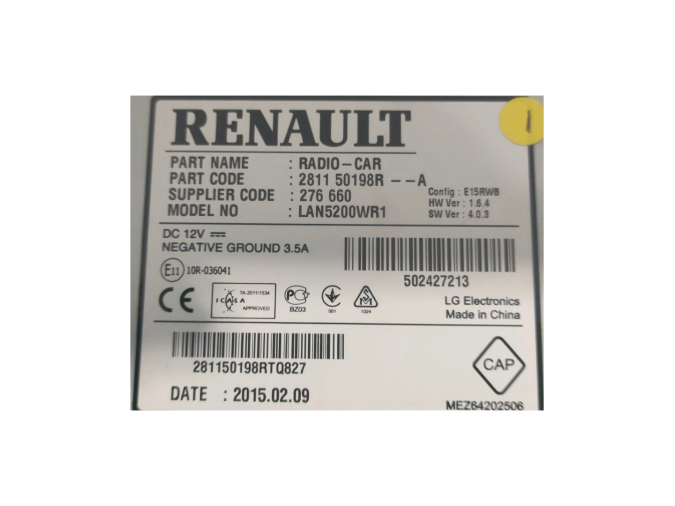 SISTEMA AUDIO RENAULT CAPTUR 2015
