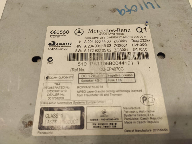 Radio CD MERCEDES C CLASS 2011