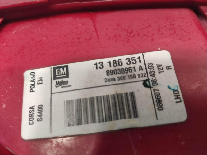 PILOTO TRASERO DERECHO OPEL CORSA 2008