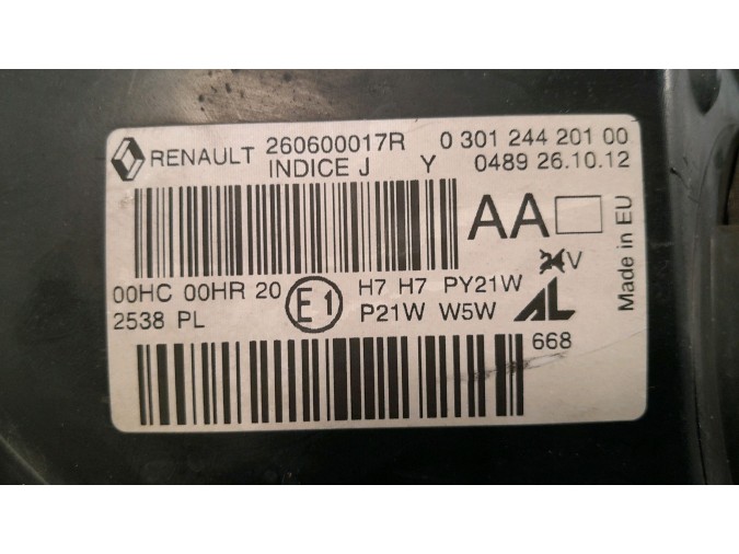 FARO DELANTERO IZQUIERDO RENAULT MÉGANE 2012