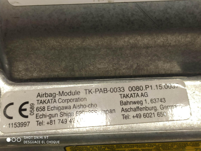 AIRBAG DELANTERO DERECHO TOYOTA AURIS 2011