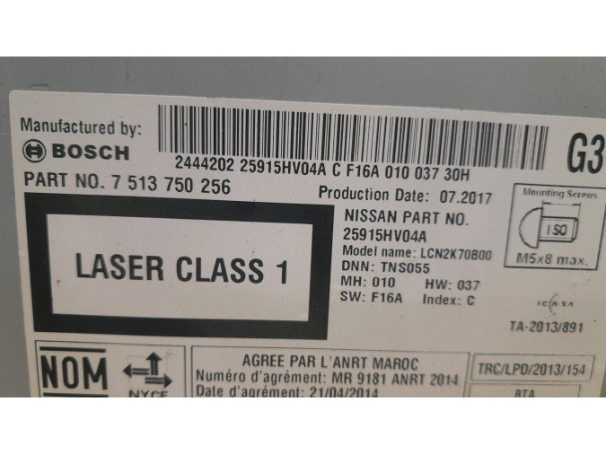 SAT. NAV. UNIT NISSAN QASHQAI 2017
