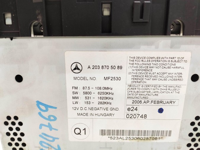 Radio CD MERCEDES C CLASS 2006