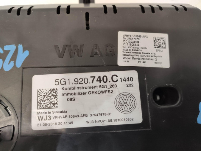 CUADRO INSTRUMENTOS VOLKSWAGEN GOLF 2018