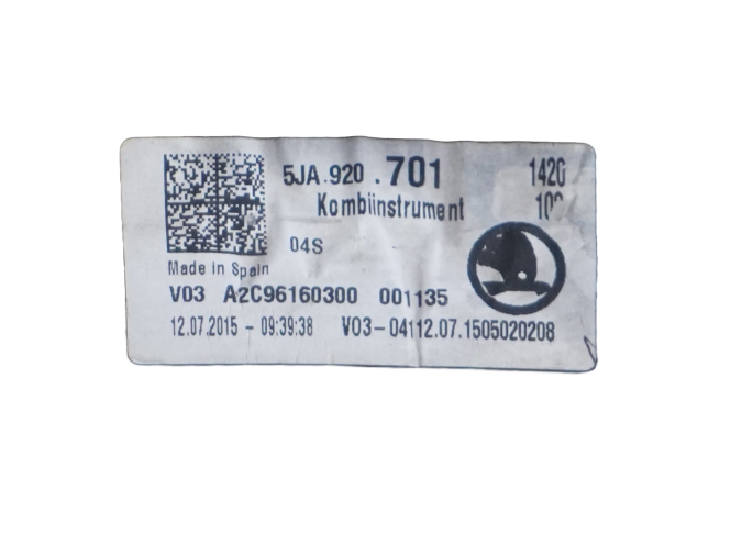 Cuadro instrumentos SKODA RAPID 2015