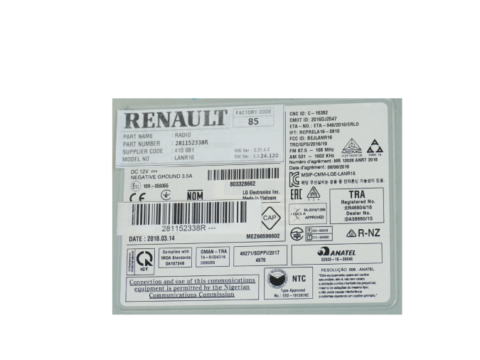MODULO RADIO RENAULT MÉGANE 2018