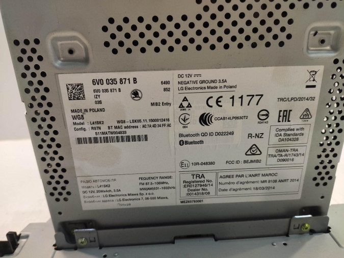 Radio CD SKODA FABIA 2016