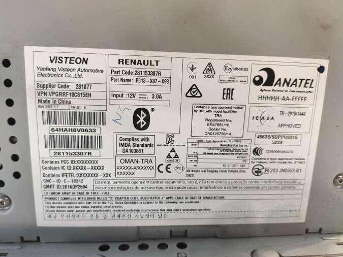 Radio CD RENAULT CLIO 2017