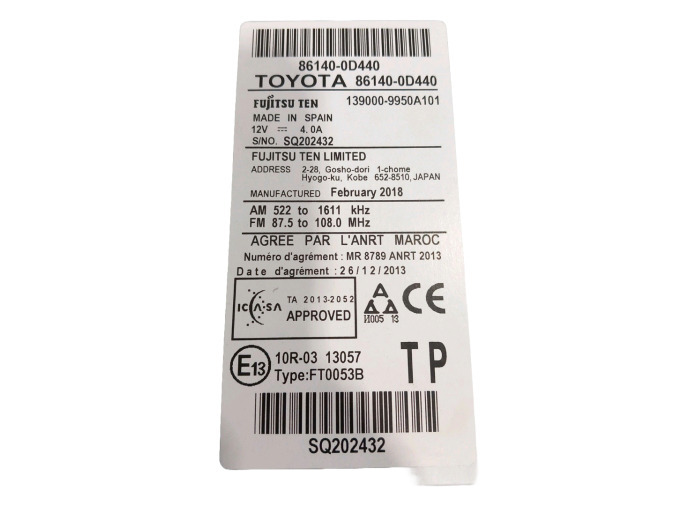 SISTEMA DE AUDIO TOYOTA YARIS 2018